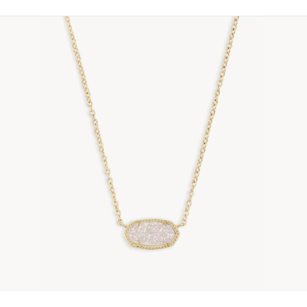 Kendra Scott Elisa Iridescent Drusy Crystal Pendant Necklace 14K GP